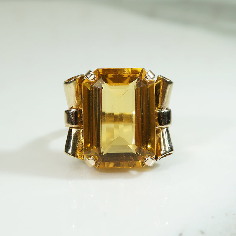 Retro Citrine Cocktail Ring
