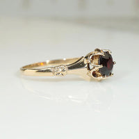 Sweet Victorian Garnet Solitaire in Rosy Gold