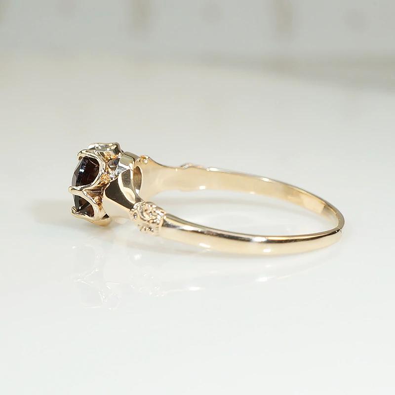 Sweet Victorian Garnet Solitaire in Rosy Gold