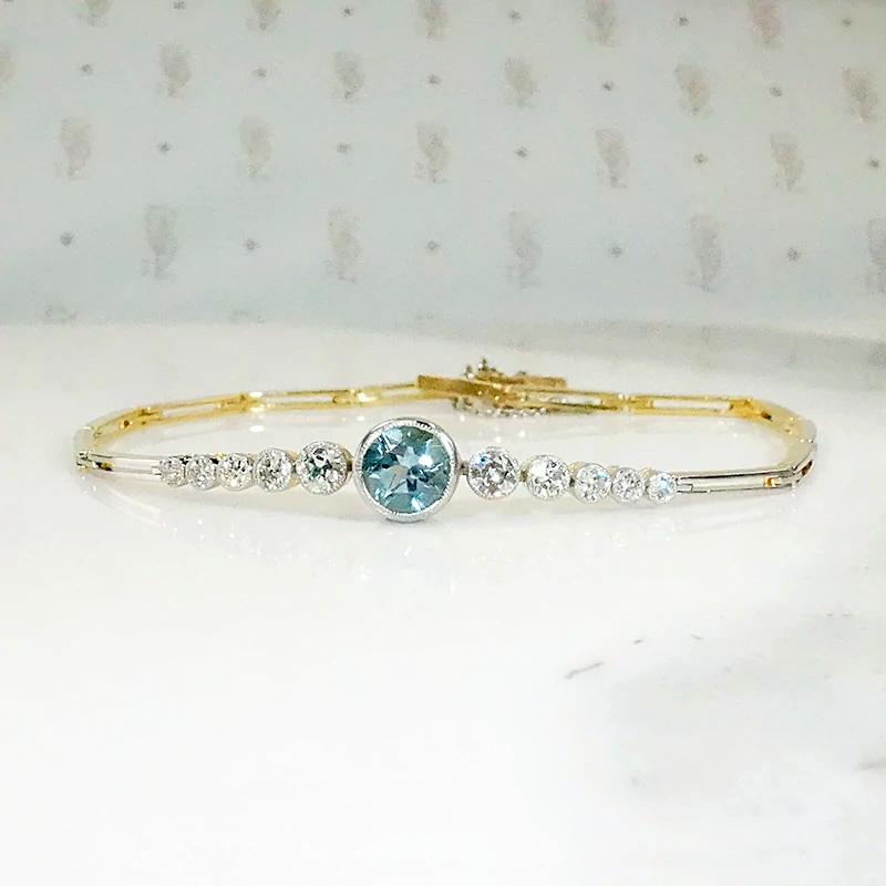 Ethereal Edwardian Aquamarine & Diamond Bracelet