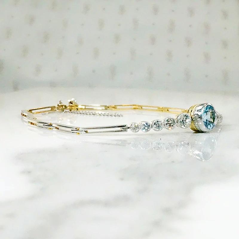 Ethereal Edwardian Aquamarine & Diamond Bracelet