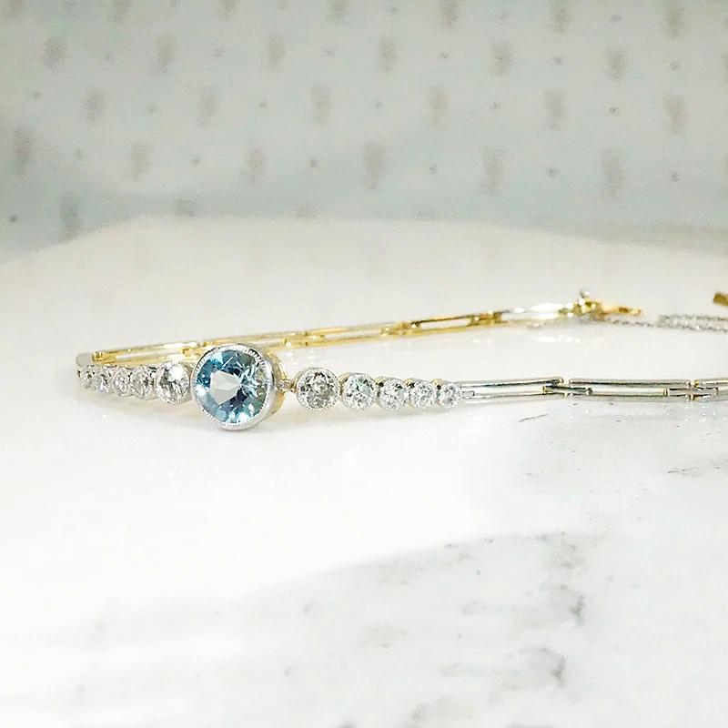 Ethereal Edwardian Aquamarine & Diamond Bracelet