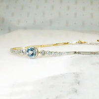 Ethereal Edwardian Aquamarine & Diamond Bracelet