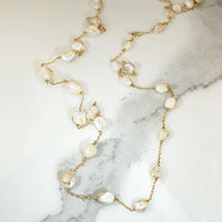 Stunning Baroque Pearls on Long Gold Chain