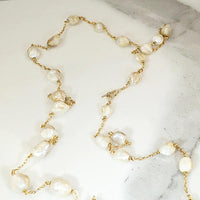 Stunning Baroque Pearls on Long Gold Chain