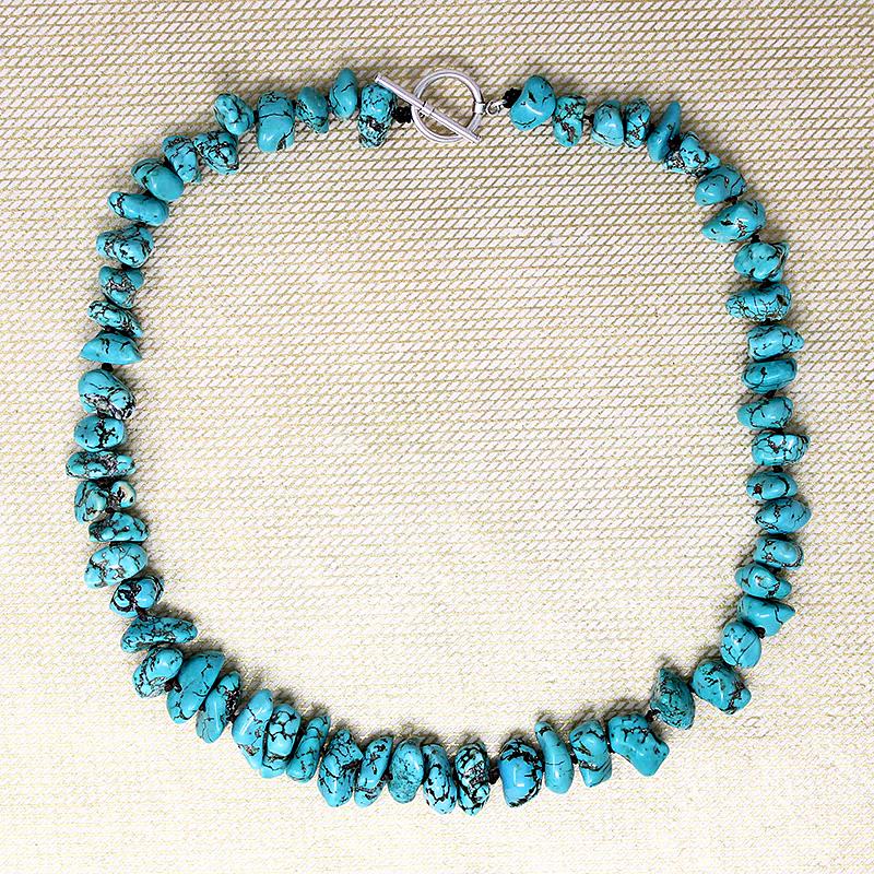 Graduated Turquoise Nugget Bead Necklace