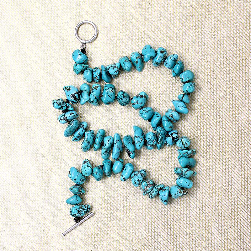 Graduated Turquoise Nugget Bead Necklace