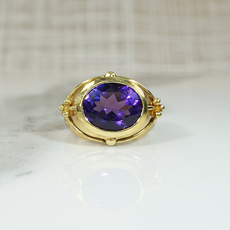 Decadent Amethyst & 18k Gold Statement Ring