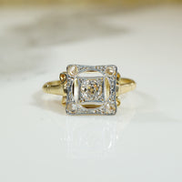 Gold and Platinum c1900 OMC and Rose Cut Diamond Ring