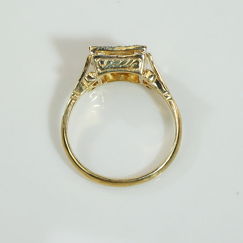 Gold and Platinum c1900 OMC and Rose Cut Diamond Ring