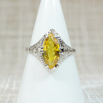 Startling Yellow Uranium Glass Filigree Ring