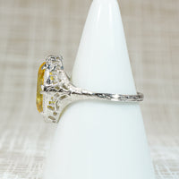 Startling Yellow Uranium Glass Filigree Ring