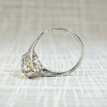 Startling Yellow Uranium Glass Filigree Ring