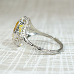 Startling Yellow Uranium Glass Filigree Ring
