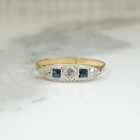 Sapphire & Diamond Two Tone Edwardian Ring