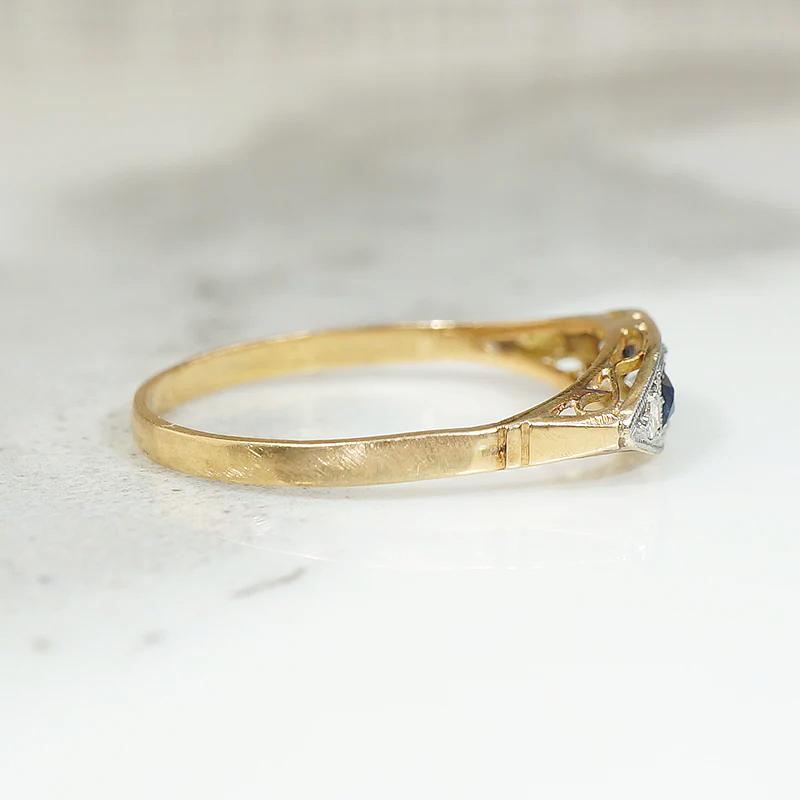Sapphire & Diamond Two Tone Edwardian Ring