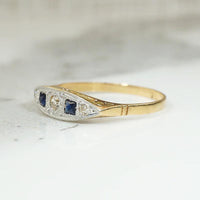 Sapphire & Diamond Two Tone Edwardian Ring