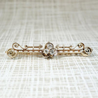 Lucky Diamond Clover Victorian Bar Pin