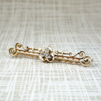 Lucky Diamond Clover Victorian Bar Pin