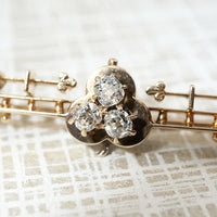 Lucky Diamond Clover Victorian Bar Pin