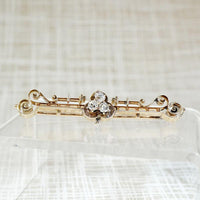 Lucky Diamond Clover Victorian Bar Pin