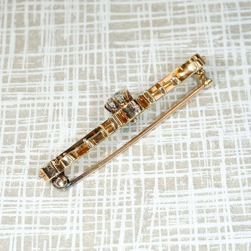 Lucky Diamond Clover Victorian Bar Pin