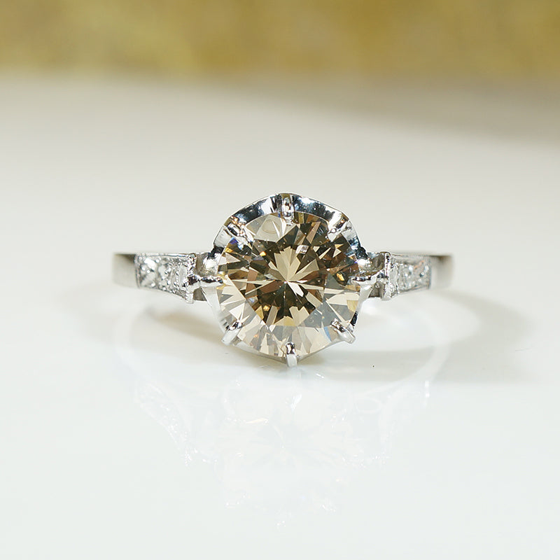 Lovely Fancy Diamond Platinum Engagement Ring