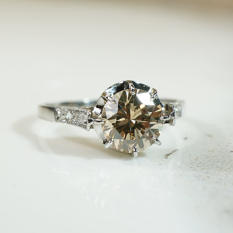 Lovely Fancy Diamond Platinum Engagement Ring