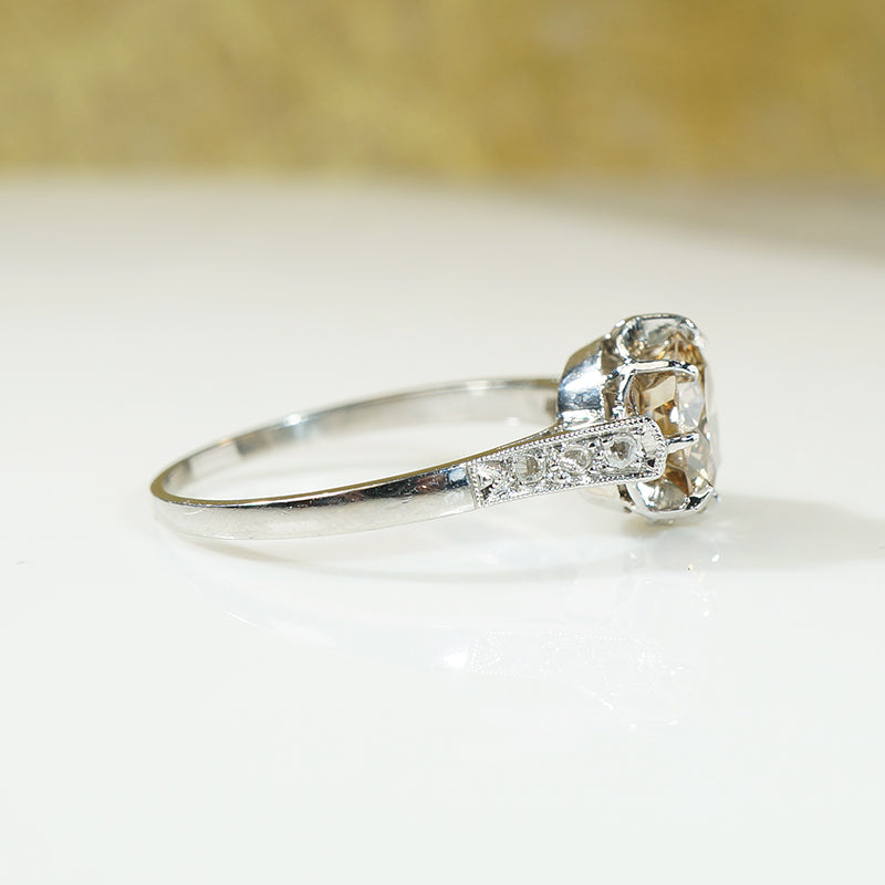 Lovely Fancy Diamond Platinum Engagement Ring