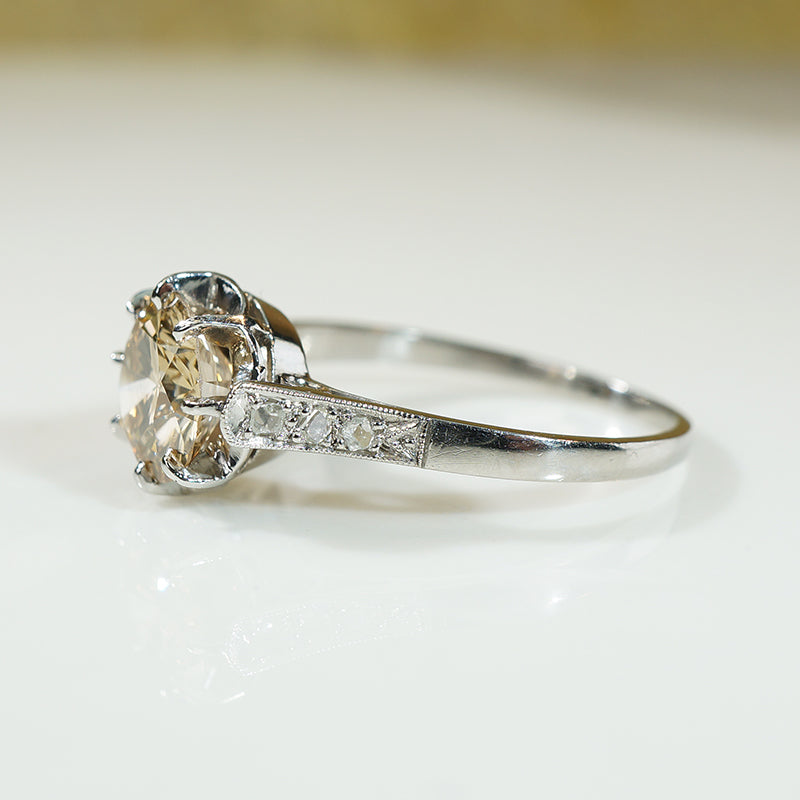 Lovely Fancy Diamond Platinum Engagement Ring
