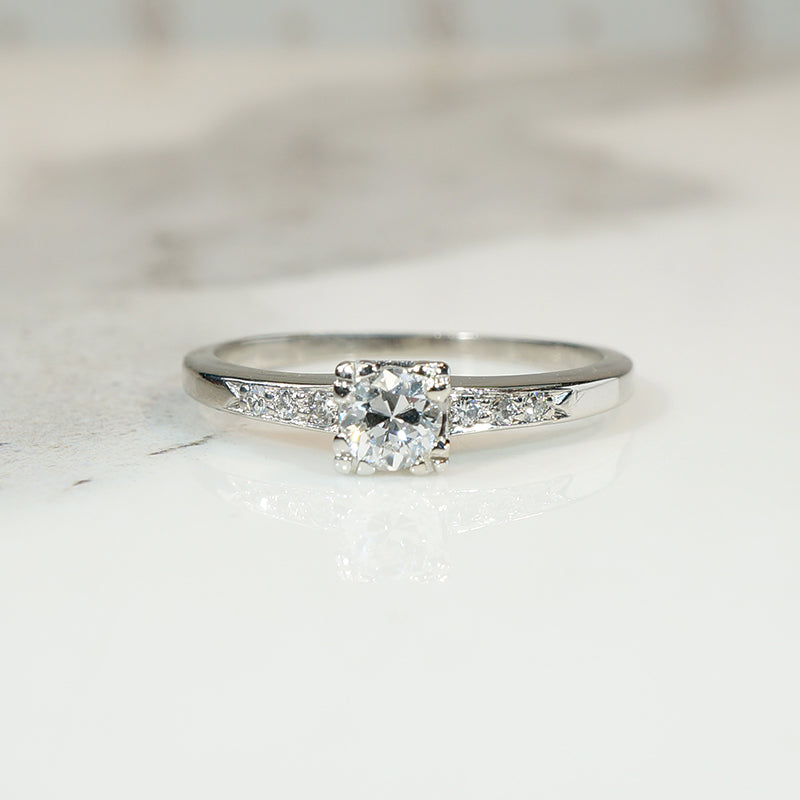 Refined Old Euro Diamond & Platinum Engagement Ring