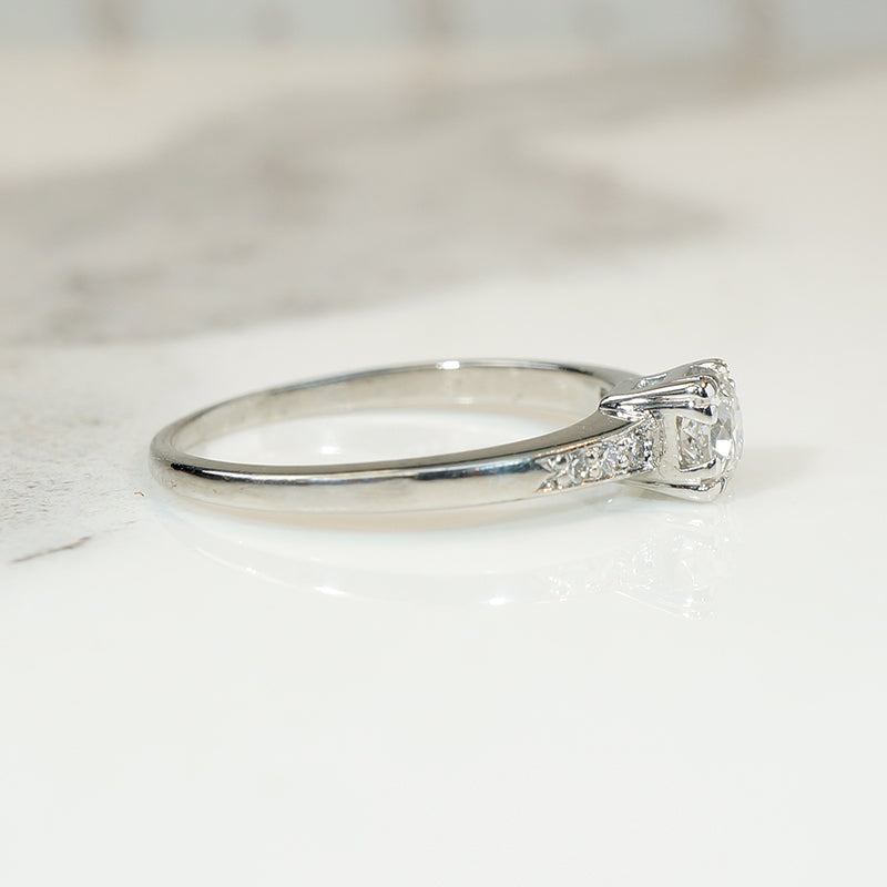 Refined Old Euro Diamond & Platinum Engagement Ring