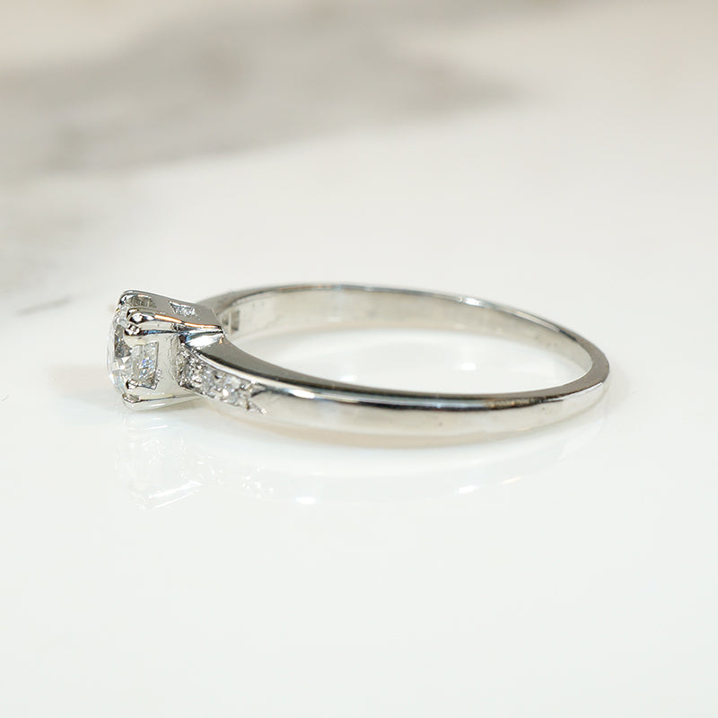 Refined Old Euro Diamond & Platinum Engagement Ring