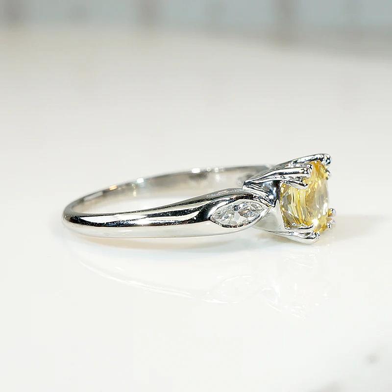 Dazzling Yellow Sapphire with Marquise Accent Diamond Ring