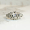 Flower Filled Filigree Diamond Engagement Ring