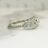 Flower Filled Filigree Diamond Engagement Ring