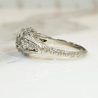 Flower Filled Filigree Diamond Engagement Ring