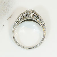 Flower Filled Filigree Diamond Engagement Ring
