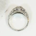 Flower Filled Filigree Diamond Engagement Ring