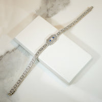 Fine Filigree Bracelet with Diamonds & French Cut Sapphires