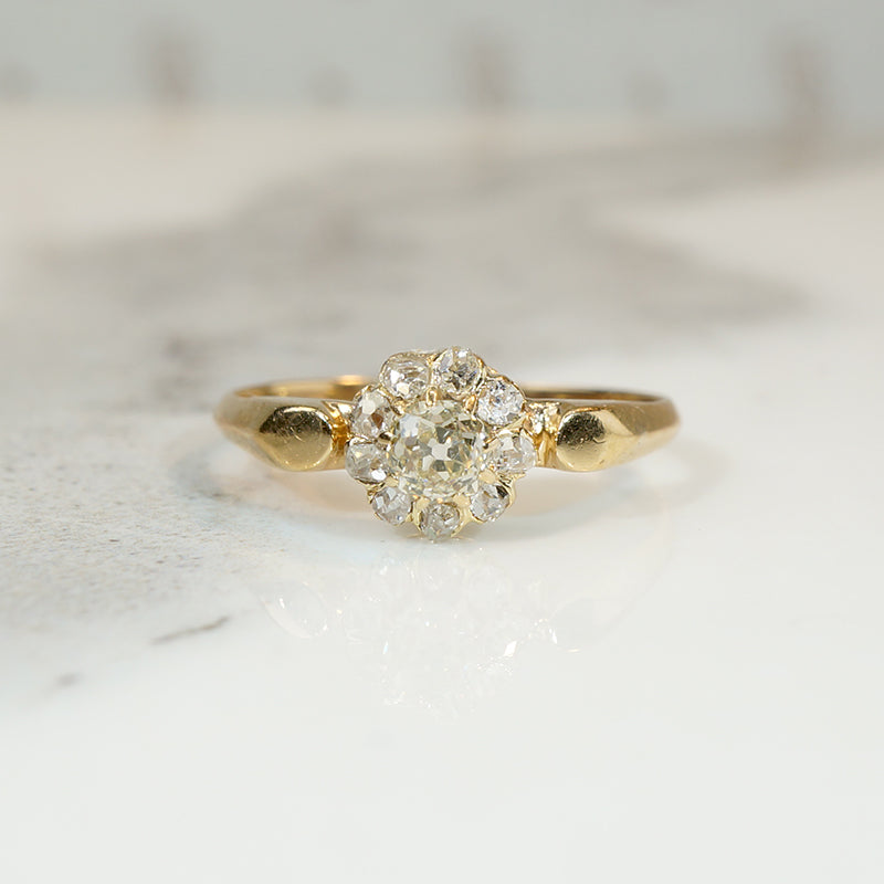 Old Mine Cut Diamond Cluster in 18k