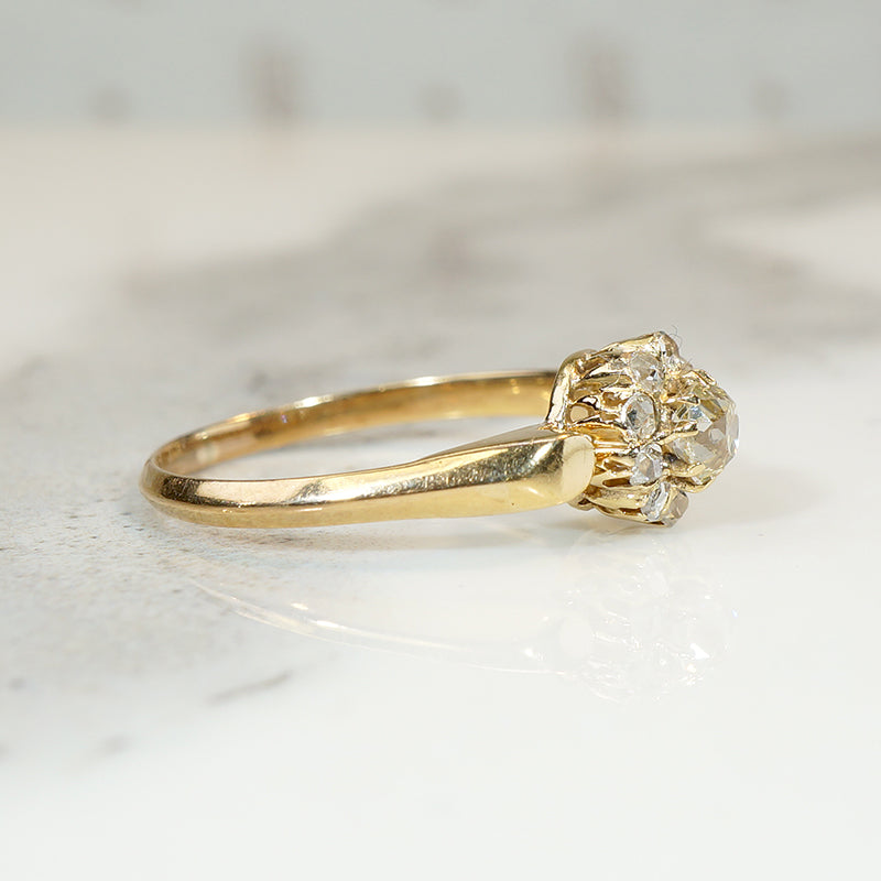 Old Mine Cut Diamond Cluster in 18k