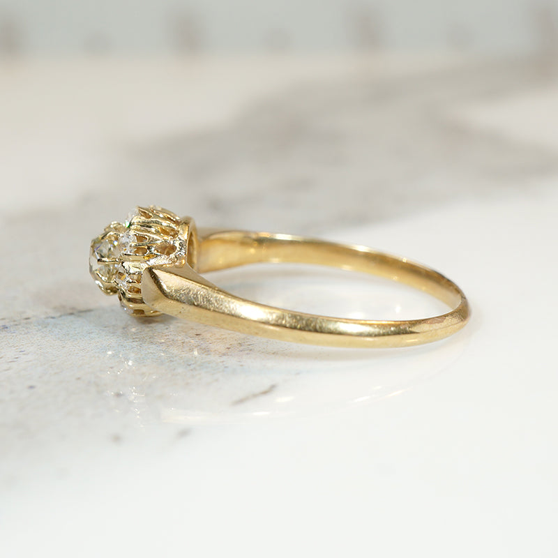 Old Mine Cut Diamond Cluster in 18k