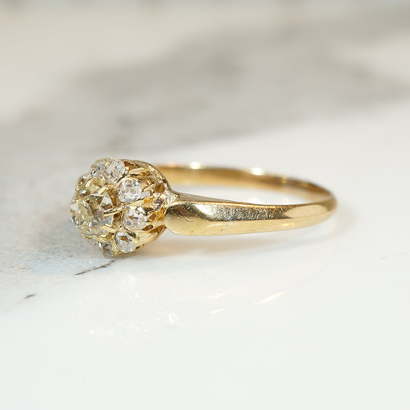 Old Mine Cut Diamond Cluster in 18k