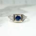 Mid Century Sapphire Filigree Engagement Ring