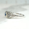 Mid Century Sapphire Filigree Engagement Ring