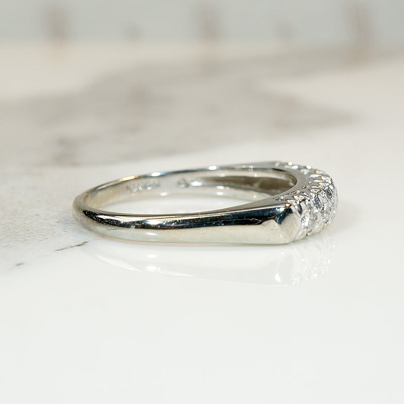 Vintage White Gold Diamond Wedding Band