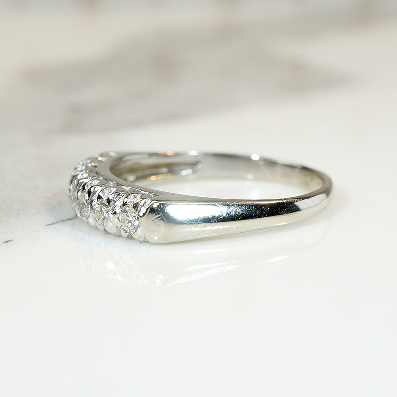 Vintage White Gold Diamond Wedding Band