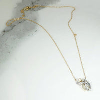 Jaunty Diamond & Pearl Foliate Necklace