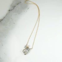 Jaunty Diamond & Pearl Foliate Necklace